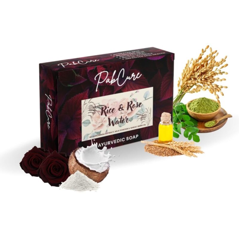 Pabcure Rice & Rose Water Soap with Moringa and Wheat germ oil-100gm (Korean Soap)
