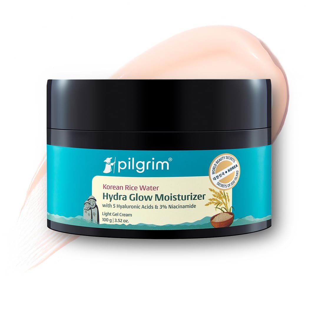 Pilgrim Korean Light Gel Oil Free Hydra Glow Moisturizer Cream 100 g| With Hyaluronic Acids, 3% Niacinamide, Rice Water for 5x Hydration & Instant Glass Skin | Hydrating Gel for All Skin Type - Image 3