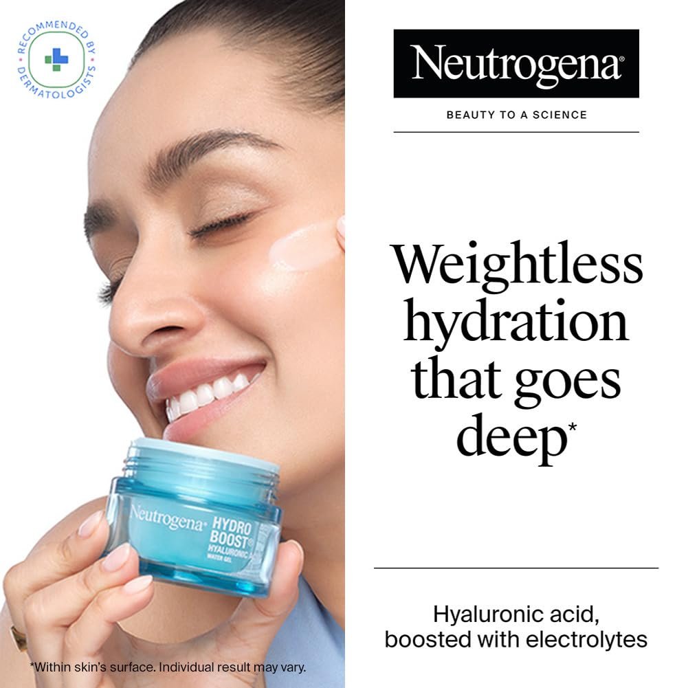Neutrogena Hydro Boost Hyaluronic Acid Face Moisturizer 50ml | 24 hours long lasting Hydration | Oil free non sticky light water gel fast absorbing| Daily use | All Skin Types | For Men & Women 50g - Image 7