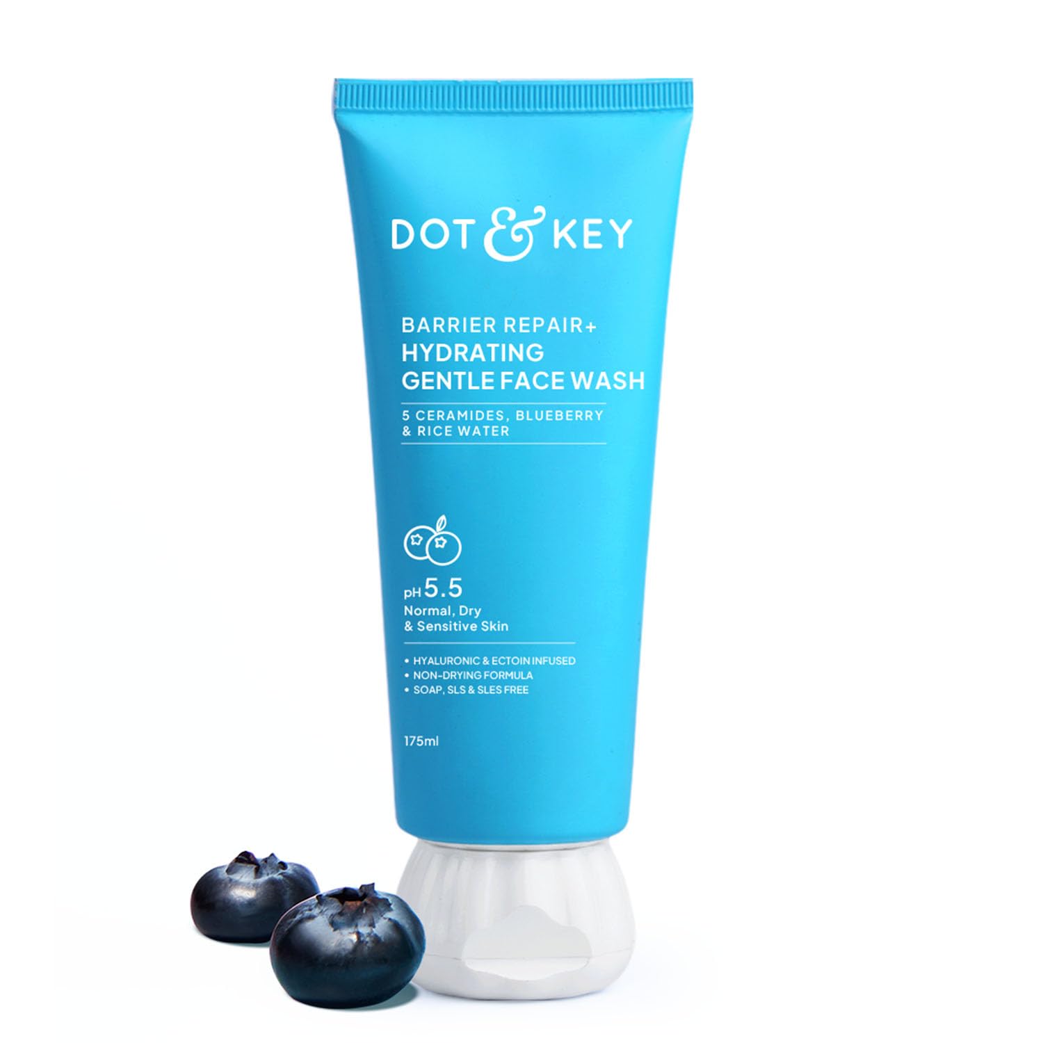 DOT & KEY Barrier Repair + Hydrating Gentle Face Wash With Probiotic | Ceremide Face Wash | For Dry Skin,Normal Skin&Sensitive Skin | Gently Cleanses Skin From Dirt & Oil For Unisex,175ML
