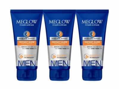 Meglow Instant Glow Facewash for Men | Skin Brightening Face Wash | Deeply Exfoliates & Hydrates | Glows & Even Skin Tone | Pack of 3 (70g each)