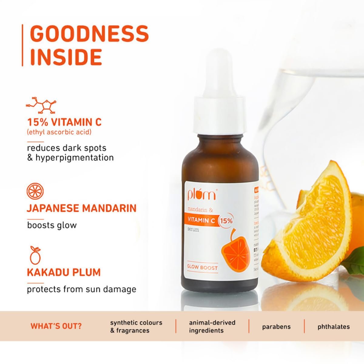 Plum 15% Vitamin C Advanced Serum for Glowing Skin | for Oily, Dry & Combination Skin | Reduce Pigmentation & Dark Spots |with Mandarin | Non-Irritating, Hydrating & Soothing | Men & Women | 20ml - Image 6