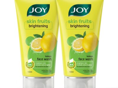 Joy Skin Fruits Lemon Brightening Face Wash 150ml x 2 | with Vitamin C for Glowing Skin | Reduces Dark Spots, Removes Excess Oil & Dirt | For Normal to Oily Skin