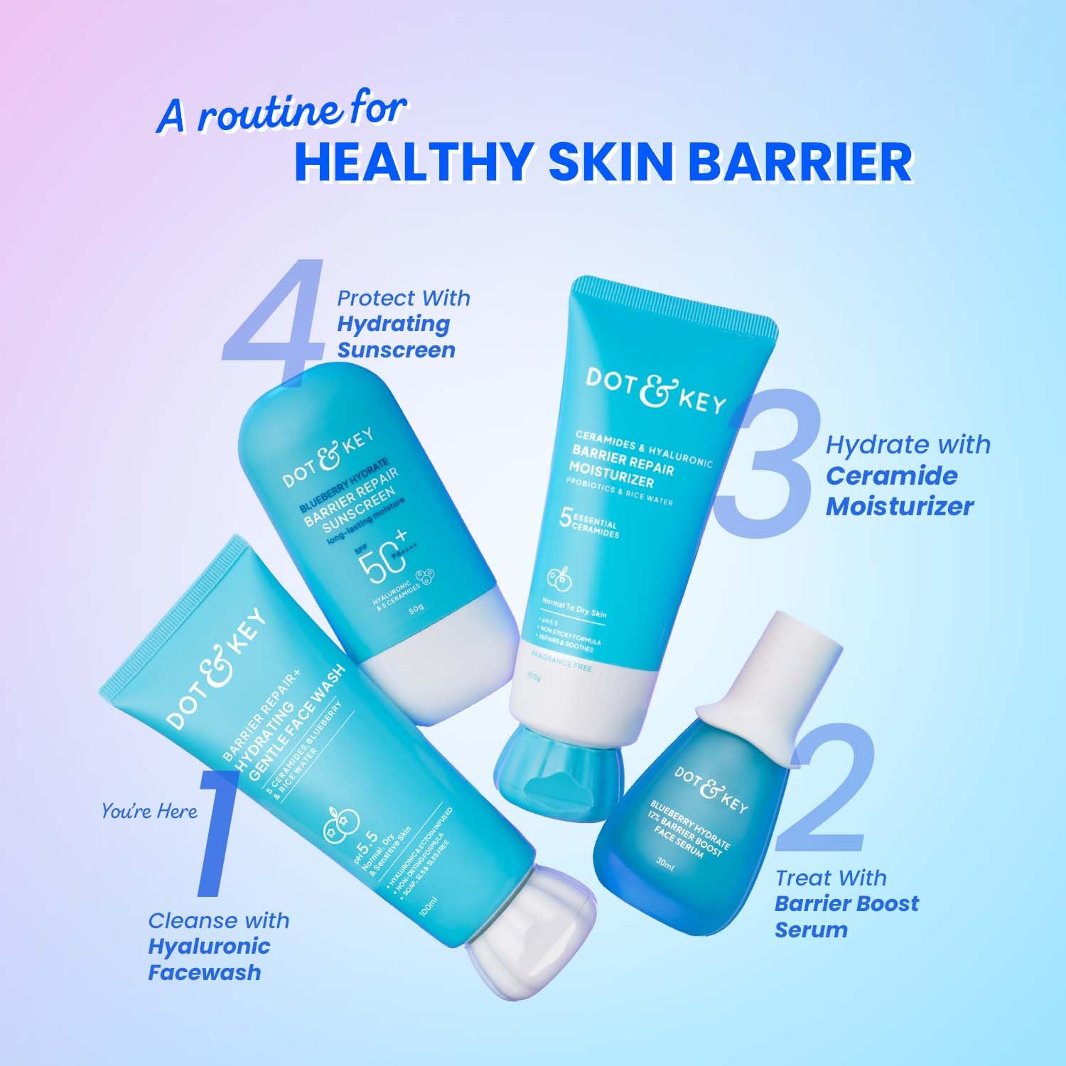 DOT & KEY Barrier Repair + Hydrating Gentle Face Wash With Probiotic | Ceremide Face Wash | For Dry Skin,Normal Skin&Sensitive Skin | Gently Cleanses Skin From Dirt & Oil For Unisex,175ML - Image 5