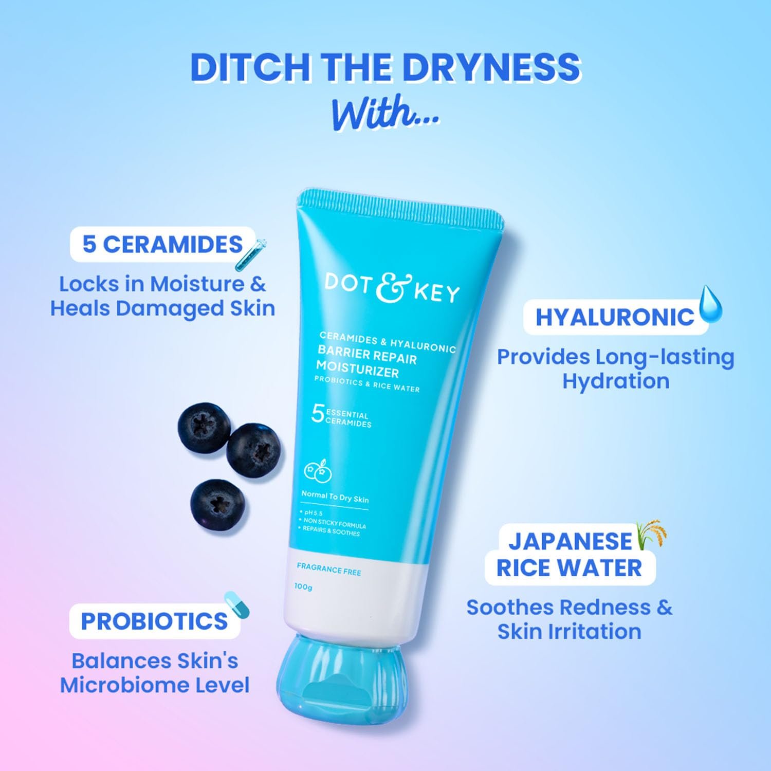 Dot & Key Barrier Repair Moisturizer For Normal, Dry, Combination & Sensitive Skin | 120 Hrs Moisturization, With 5 Ceramides & Hyaluronic | Repairs Damaged Skin Barrier, Non-Comedogenic | 100g - Image 4