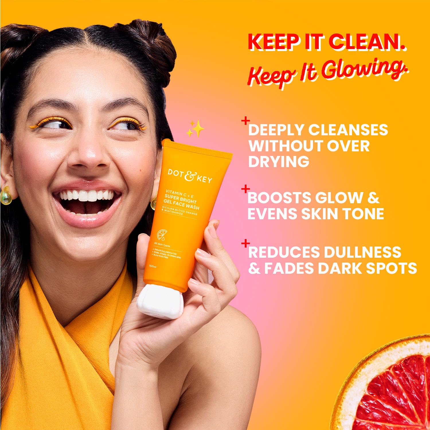 DOT & KEY Vitamin C + E Super Bright Gel Face Wash For Glowing And Brightening Skin | All Skin Types| With Triple Vitamin C| Face Wash For Women & Men|175 Ml - Image 4